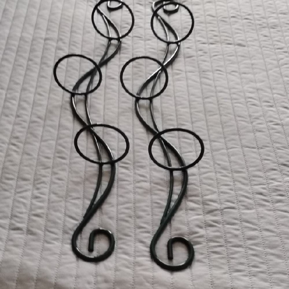 Vintage Green Scroll Metal Wall Candle Holders